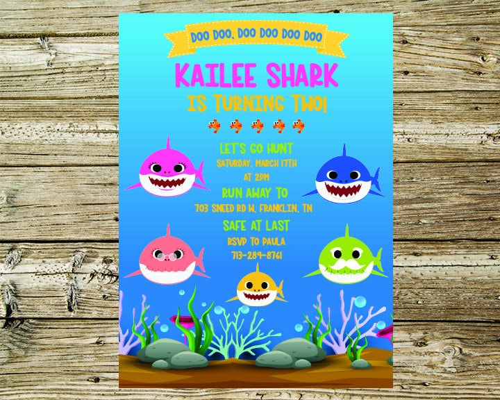 Baby Shark birthday party invitation