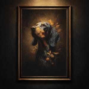 Bluetick Coonhound Wall Art, Vintage Dog Portrait, Hunting Lodge Decor