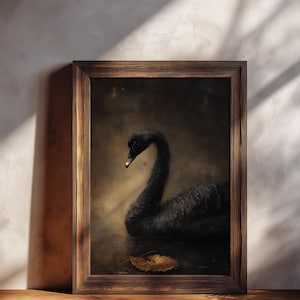 Gothic Swan Print Vintage Waterfowl Art Dark Academia Decor