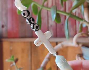 Faith Car Charm  –  Protection Crystal  Rearview Mirror Cross