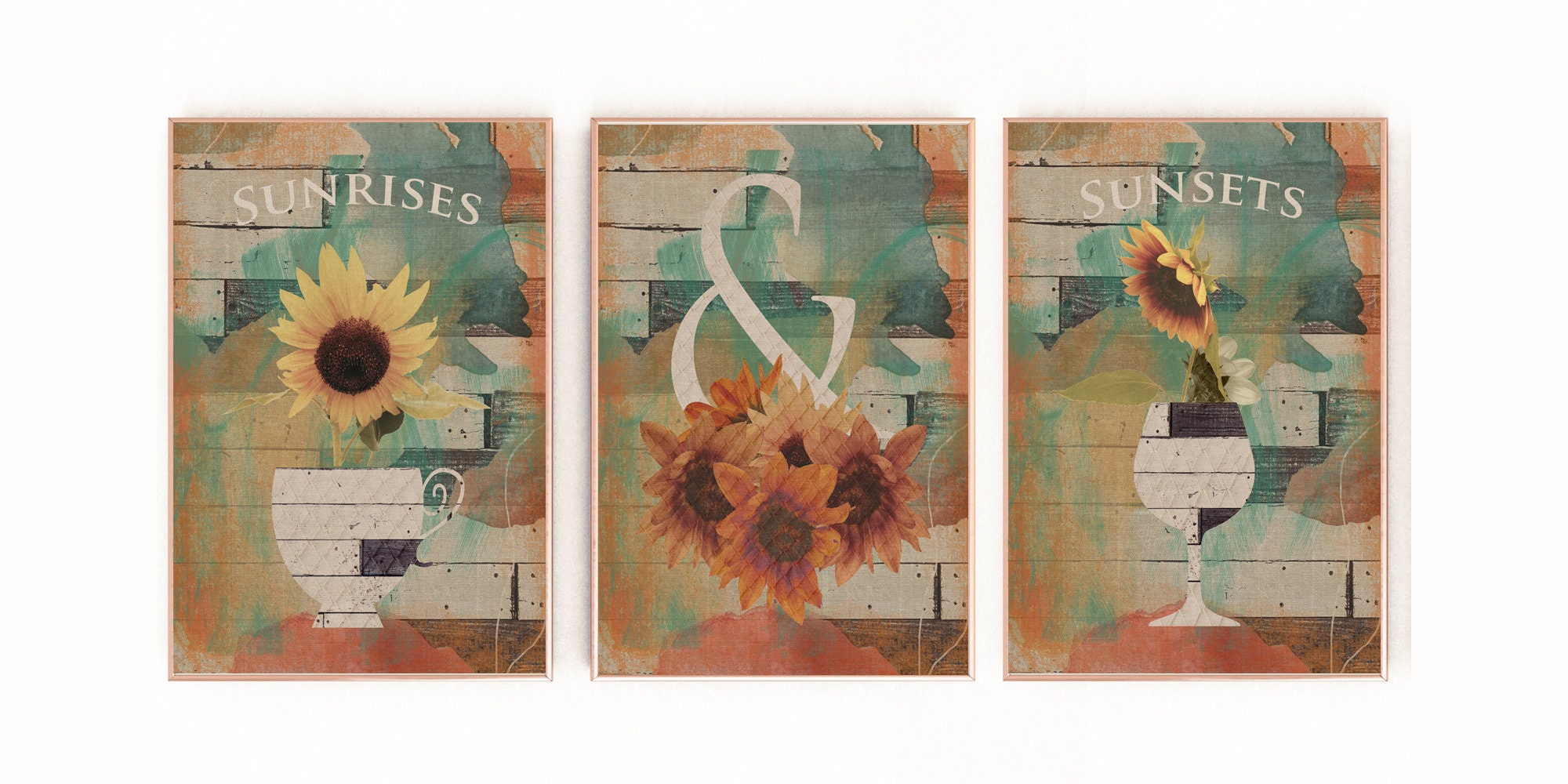 Printable Download Sunflower Kitchen Wall Art Set of 3 8in Etsy