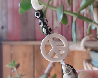 Peace Symbol Car Charm  –   Rearview Mirror Crystal Hanging