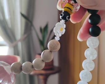 Bumble Bee Suncatcher - Natural Beaded Window Hanging