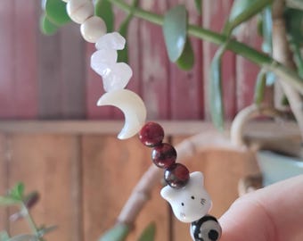 White Rabbit Protection Car Charm –  Rearview Mirror Beaded Accessory