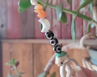 Turtle Peace Symbol  Car Charm  – Beaded  Rearview Mirror Hanging