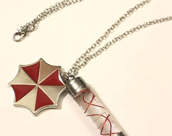 Collar con colgante de cápsula del virus T de 5 cm inspirado en Resident Evil con paraguas