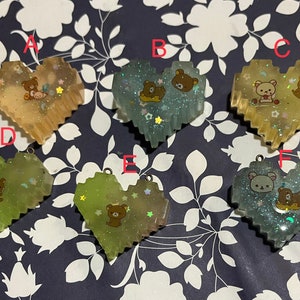 Rilakkuma 8bit heart necklace. Glows in the dark. You choose!