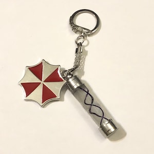 Resident Evil Inspired T Virus 2” Capsule  Pendant Keychain (choose a color) with umbrella