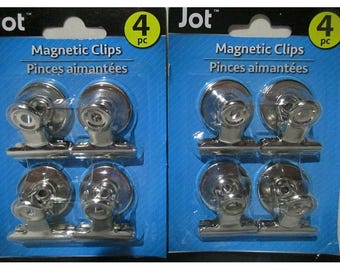 Lot of 2 - 4 Piece Magnetic Clips for Refrigerator Whiteboards Cabinets Metals