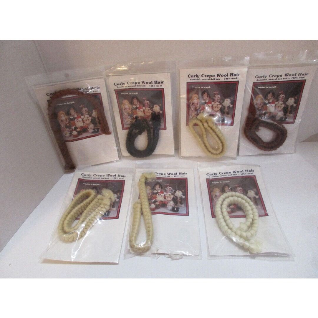 Lot of 7 Doll Hair Accessories Natural 100 Curly Crepe Wool Etsy