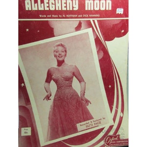 Allegheny Moon Sheet Music Recorded by Patti Page - 1956 Oxford Music Key of F