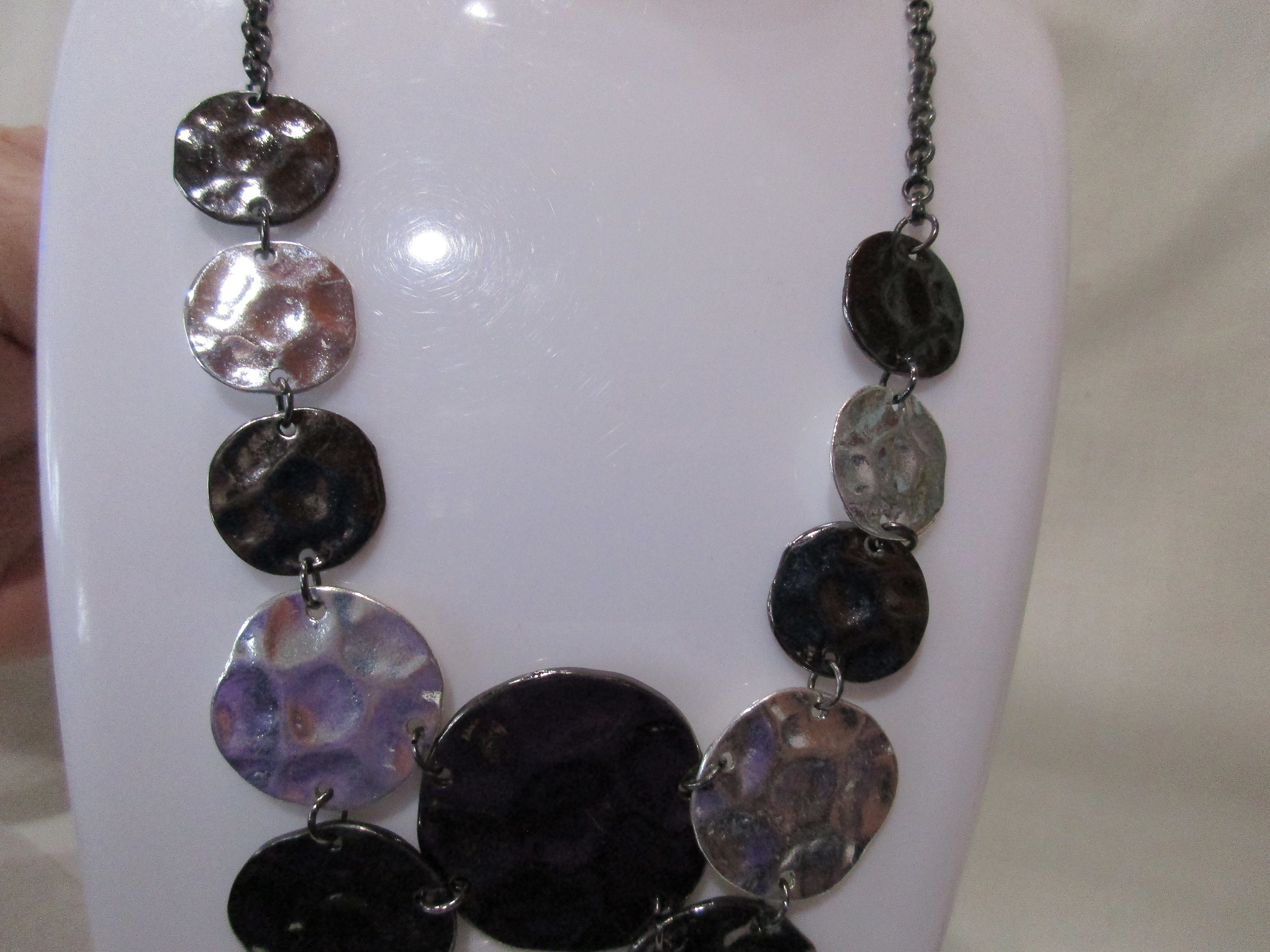 Gunmetal Statement 16 Necklace with Multi Silver & Etsy