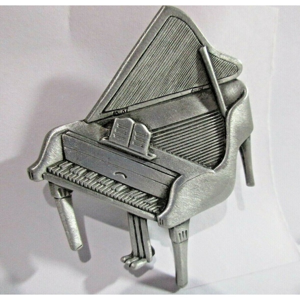 JJ Signed Pewter Grand Piano Brooch 3" X 3" Jonette Jewelry Vintage