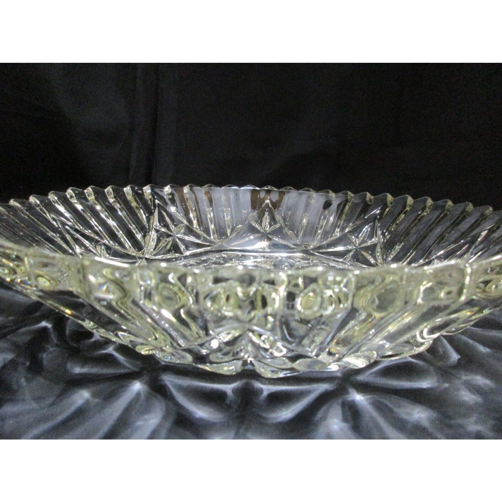 Federal Glass Clear Embossed Fruit Platter W/ Ribbed Edge Serving Bowl ...