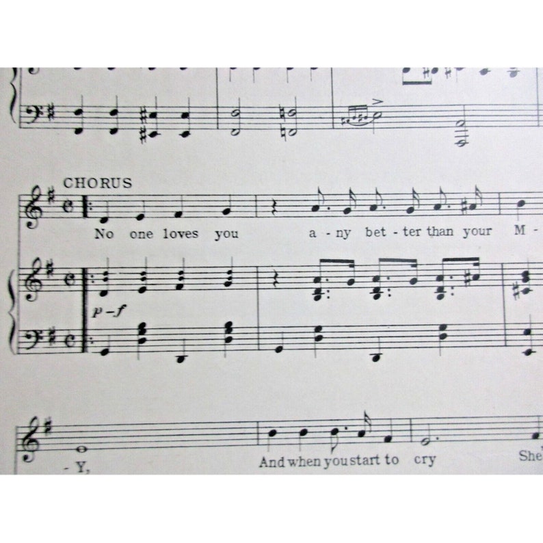 Sheet Music - No One Loves You Any Better Than Your Mamy - Piano Guitar ...