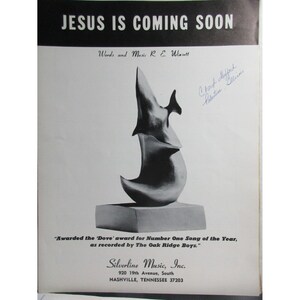 Jesus is Coming Soon - Hymn Tune with Lyrics Piano Sheet Music 1968