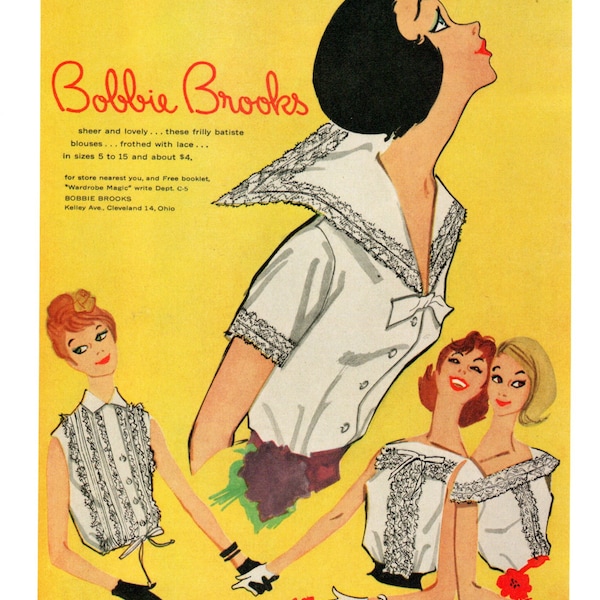 Bobbie Brooks Sheer Frilly Lace Batists Blouses Poster - Digital Download from Charm Magazine May 1956