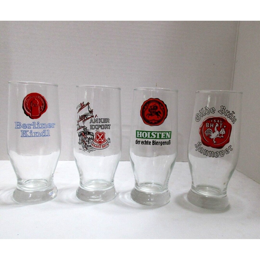 Set of 4 Germany Beer Glasses Holsten Berliner Kindl Gilde Etsy