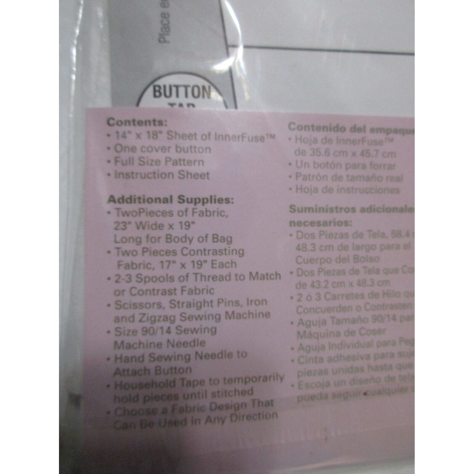 Olivia 8335 Handbag Kit by Dritz Inner Fuse Cover Button Pattern
