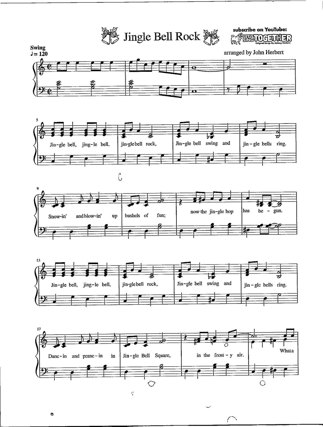 Jingle Bell Rock - Digital Christmas Song With Lyrics - Key of C - Etsy