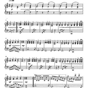 Puede incluir: Partitura musical para la canción "Puff the Magic Dragon" de Peter Yarrow. La música está arreglada para piano por Elvis Anderson. La música está escrita en la clave de sol y en compás de 4/4. El tempo es de 100 pulsaciones por minuto. La música está dedicada a la abuela Barhra Anderson.