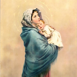 Impresión religiosa digital de María y el Niño Jesús de 8&quot; x 10&quot;