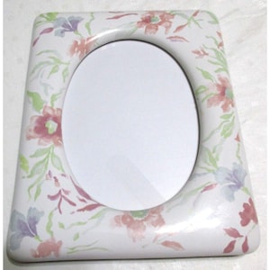 White Porcelain Frame with Pastel Florals for Oval 5" X 7" Photo Heavy Tabletop