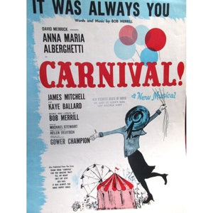 It Was Always You Sheet Music - 1961 from Carnival - Key of C Robbins Music Corp