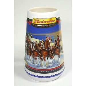 Budweiser Holiday Bierkrug 2002 Guiding the Way Home Clydesdales in Box