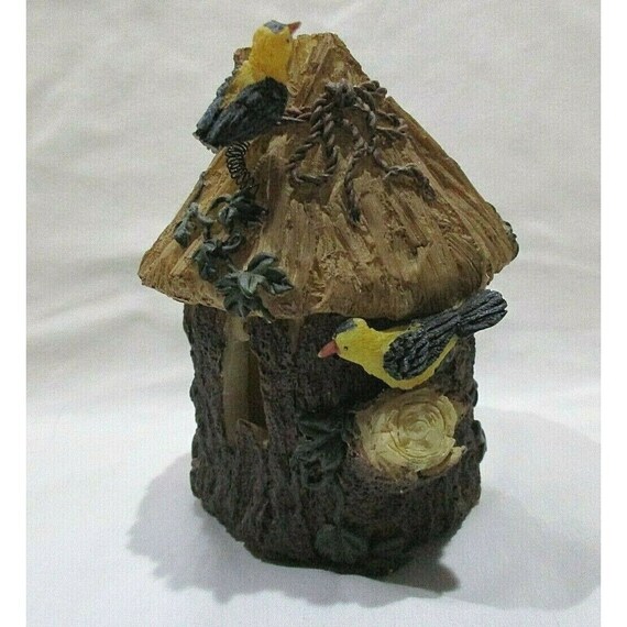 Bird House Hinged Trinket Box or Candle Ceramic Y… - image 2