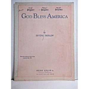 Vintage 1939 God Bless America Sheet Music by Irving Berlin-Sung by Kate Smith