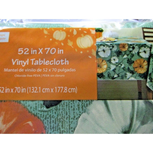 Nappe en Vinyle Citrouille Peinte Rectangle 52" X 70" Envers Non Tissé Orange