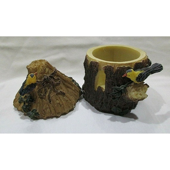 Bird House Hinged Trinket Box or Candle Ceramic Y… - image 3