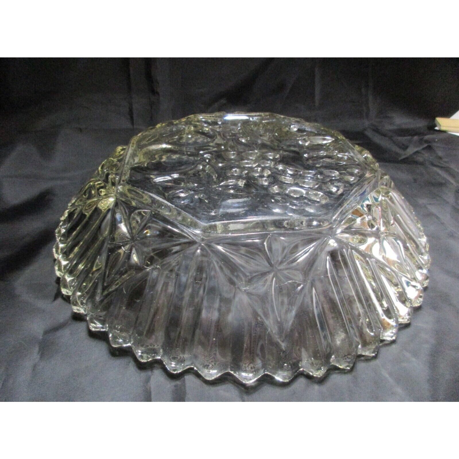 Federal Glass Clear Embossed Fruit Platter W/ Ribbed Edge Serving Bowl ...