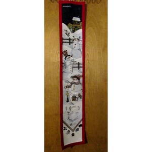 Winter Snowmen & Peppermint Christmas Tapestry Door Hanger 8&quot;Wide X 44&quot;Long