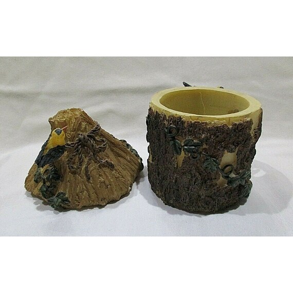 Bird House Hinged Trinket Box or Candle Ceramic Y… - image 4
