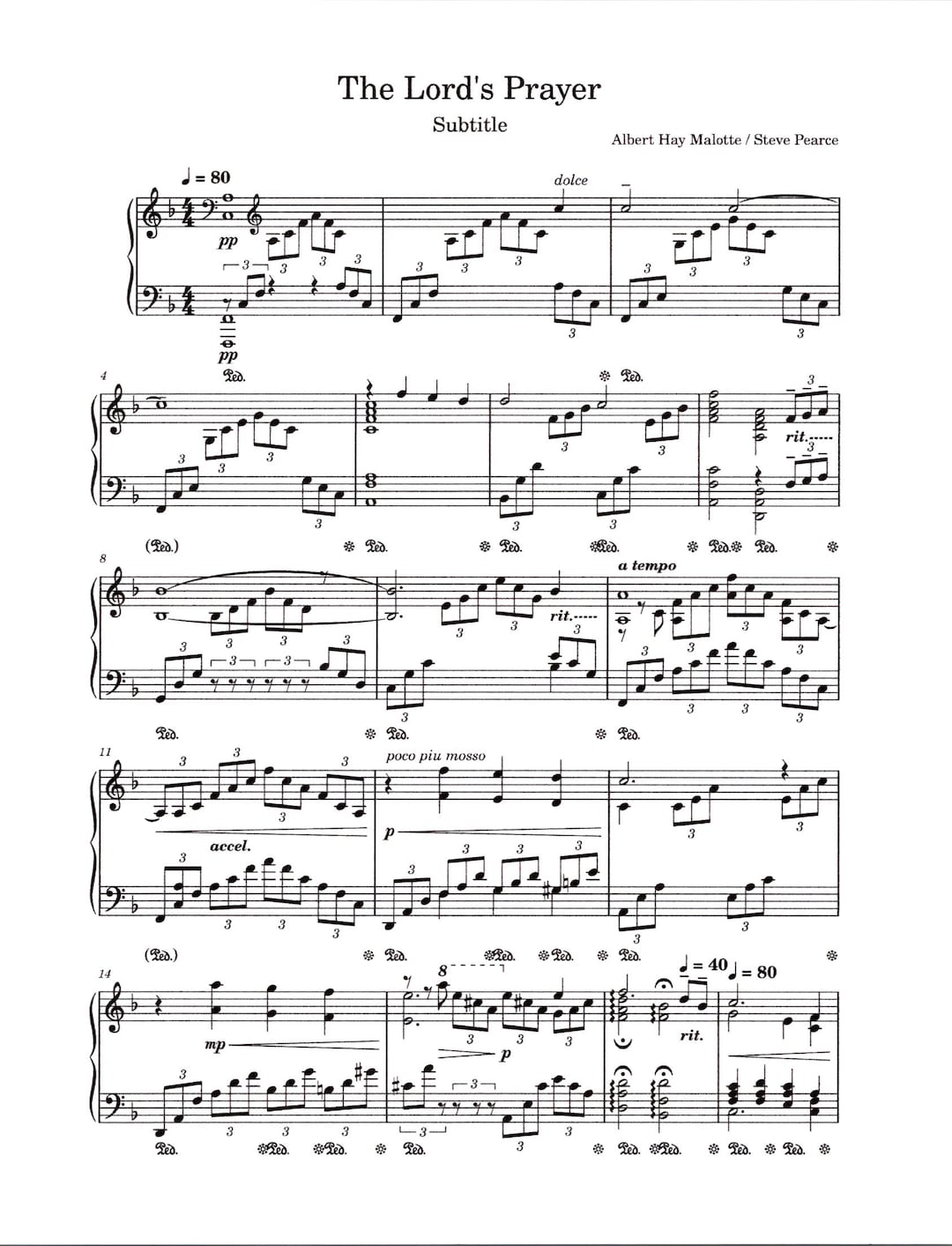 The Lord's Prayer Piano Solo - Digital Hymn Tune - Key of F - Etsy