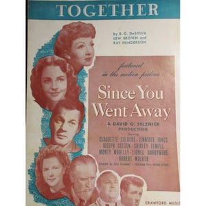 1928 TOGETHER Sheet Music Piano Vocal Guitar Key of F Shirley Temple