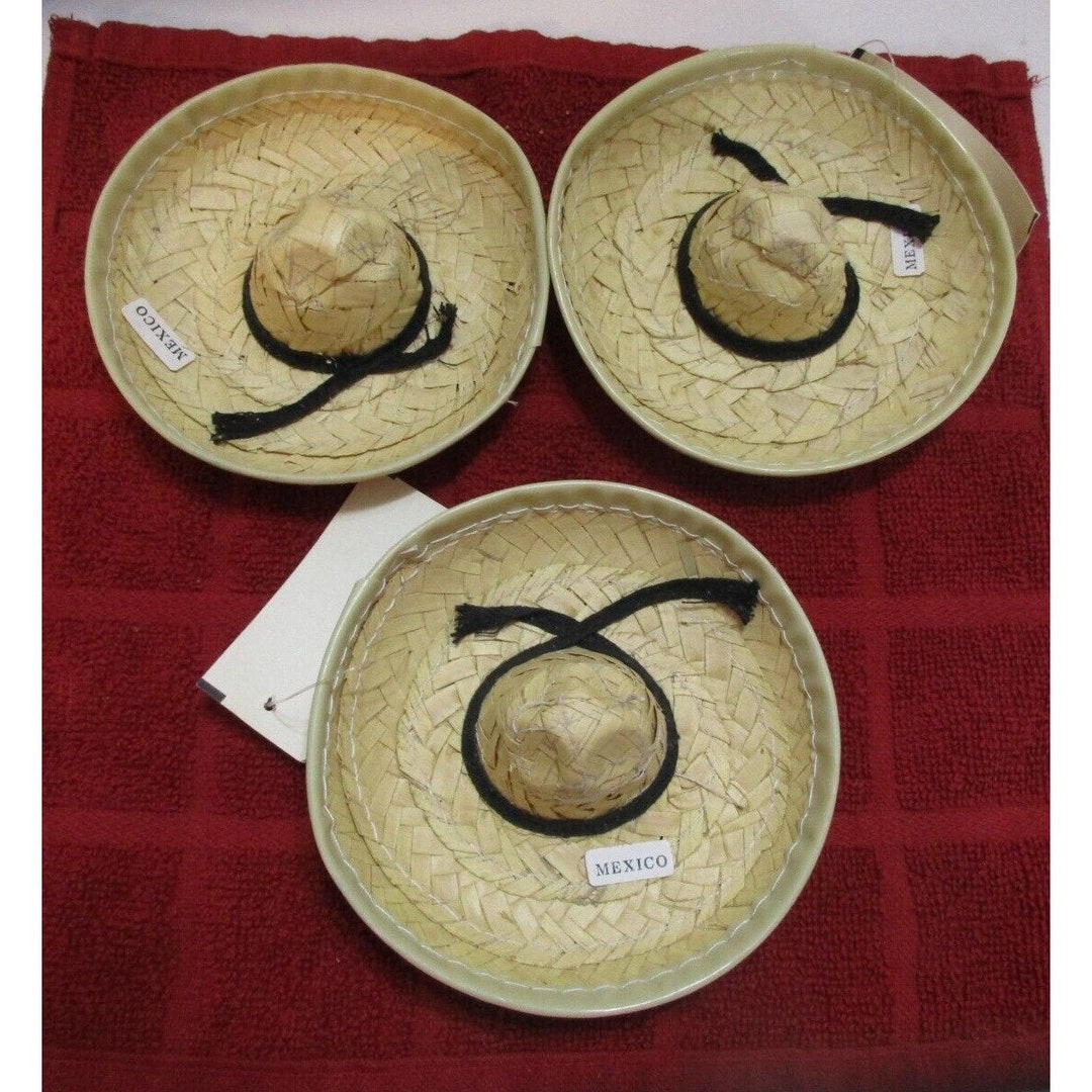 Lot of 3 Sombrero's 6 Straw Doll Hats Made in Mexico Etsy