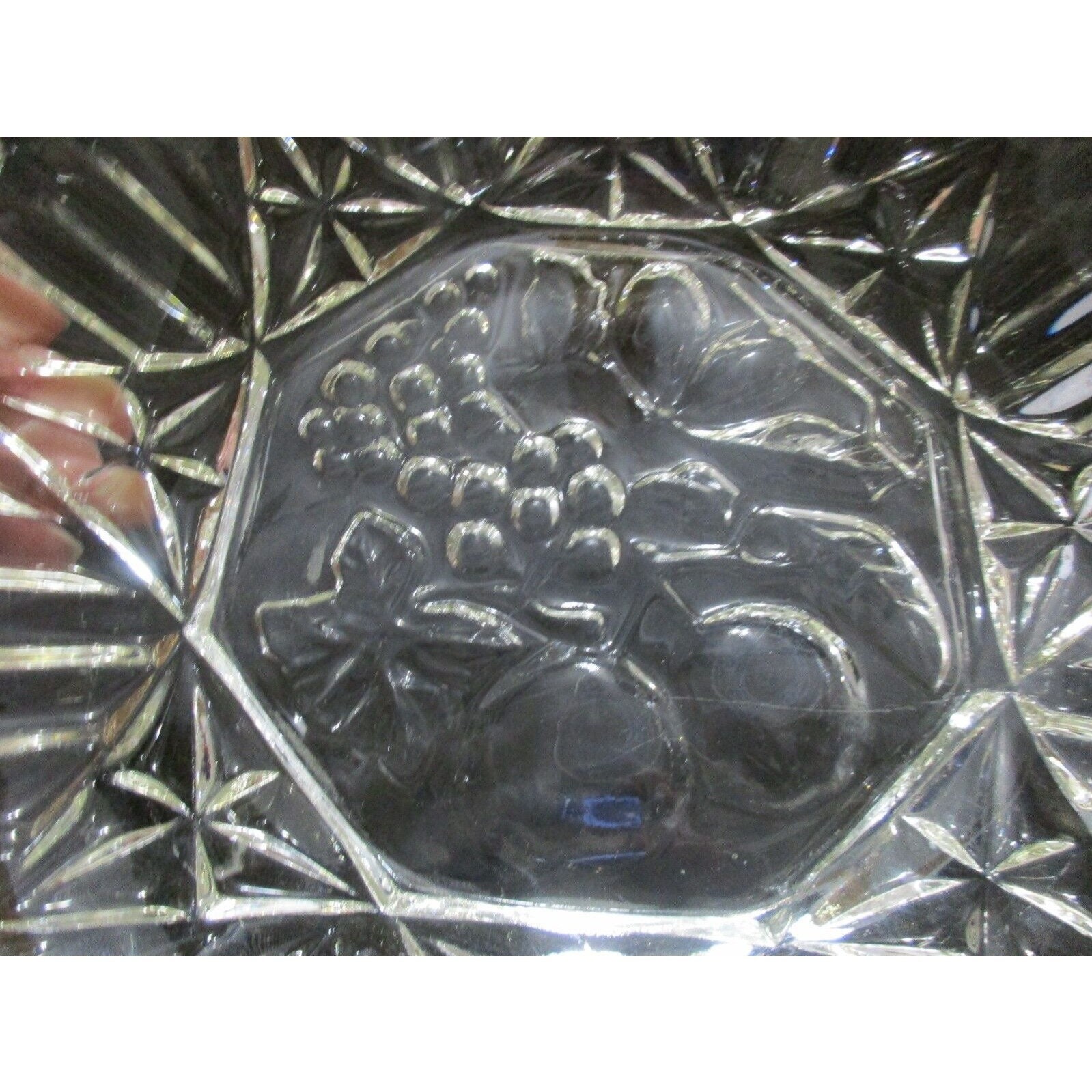 Federal Glass Clear Embossed Fruit Platter W/ Ribbed Edge Serving Bowl ...