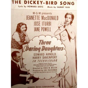 VTG Piano Sheet Music - The Dickey-Bird Song 1947 Key of B flat w/Guitar Chords