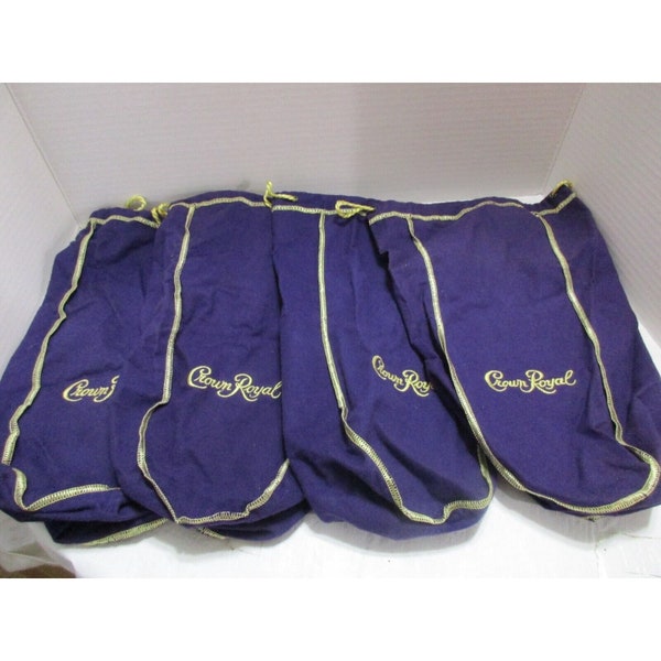Set: 4 Seagram's Crown Royal Blended Whiskey Flanell Taschen Navy Gold 13"L X 9"W