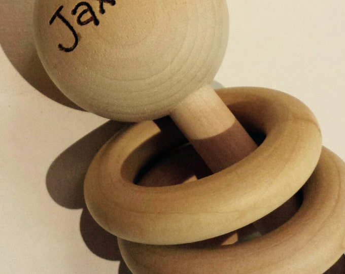 Personalized Train Wooden Baby Rattle | Heirloom 1st Birthday Baby Roma ...