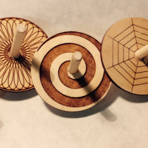 Spin Tops (laser engraved) set of 5