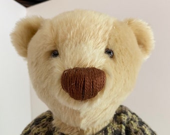 Straw Colored Mohair Artist Bear in Sweater