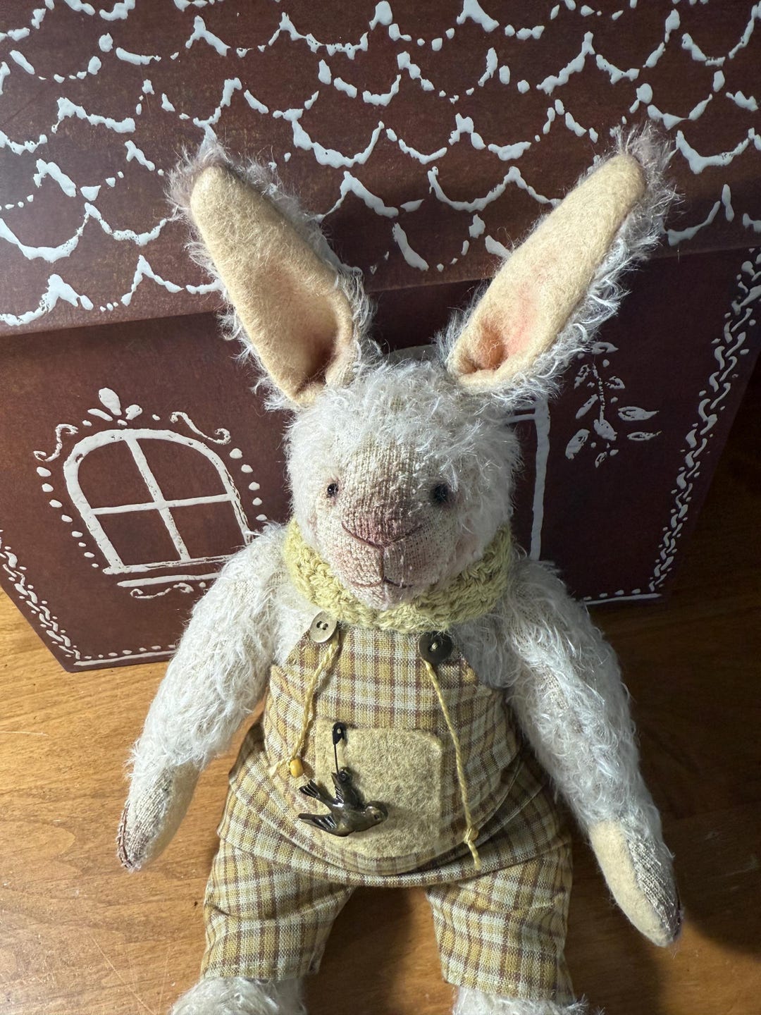 Artist Mohair Bunny Rabbit in Homespun Overalls - Etsy