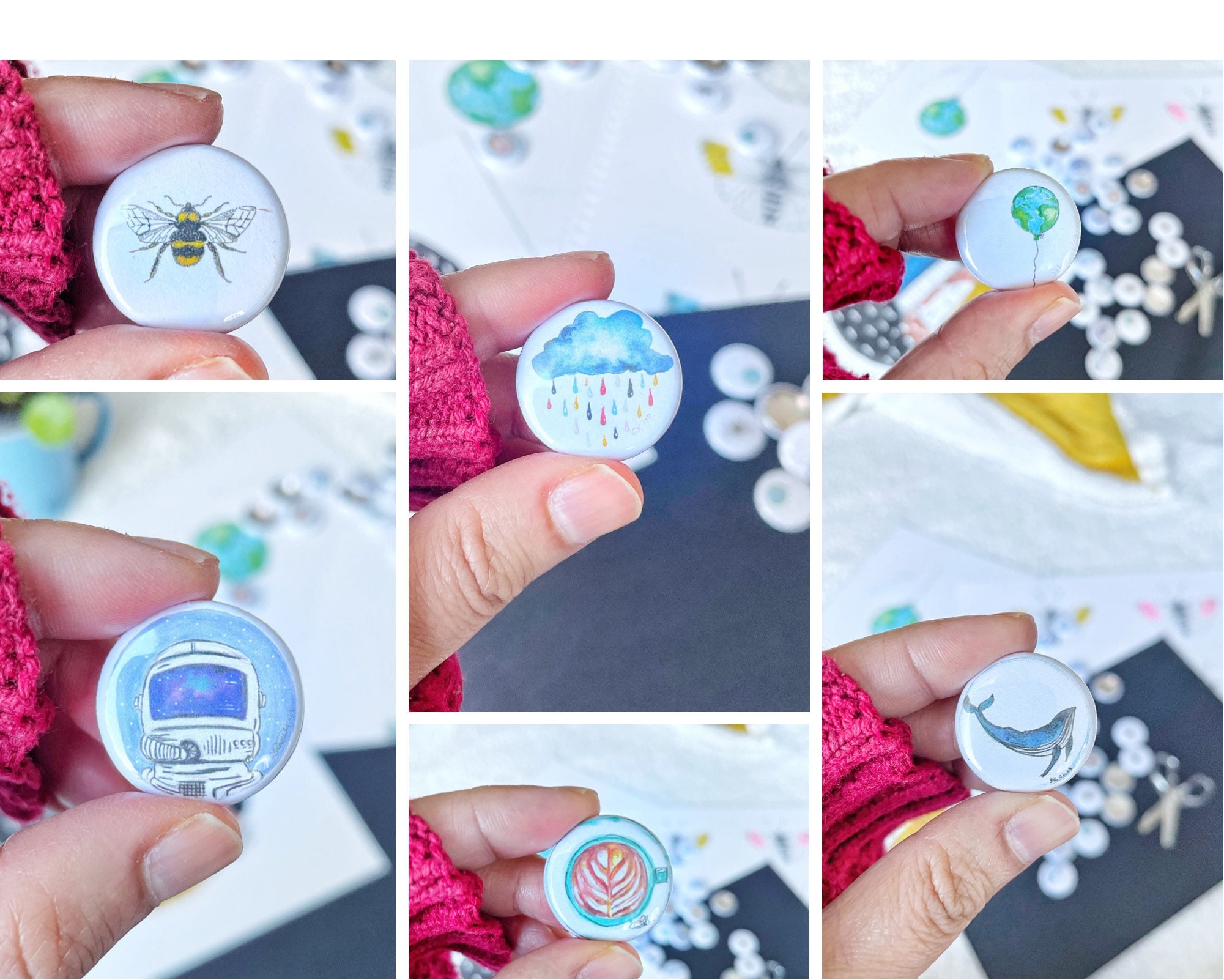 Set of 6 Badges Set of Pins and Badges 25mm Pin Badges Cute Etsy