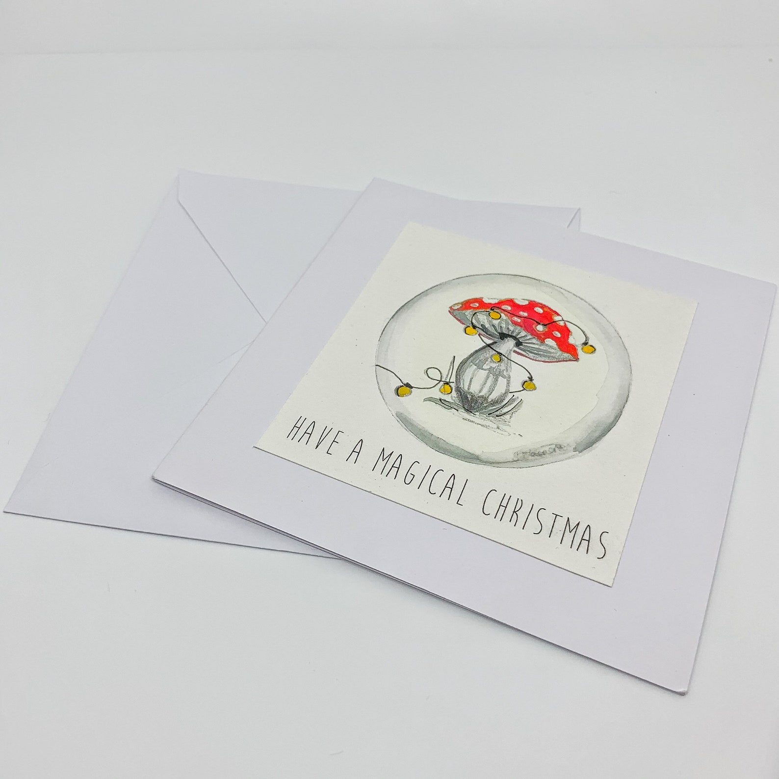 Festive Mushroom Christmas Cards Winter Greeting Card Modern | Etsy