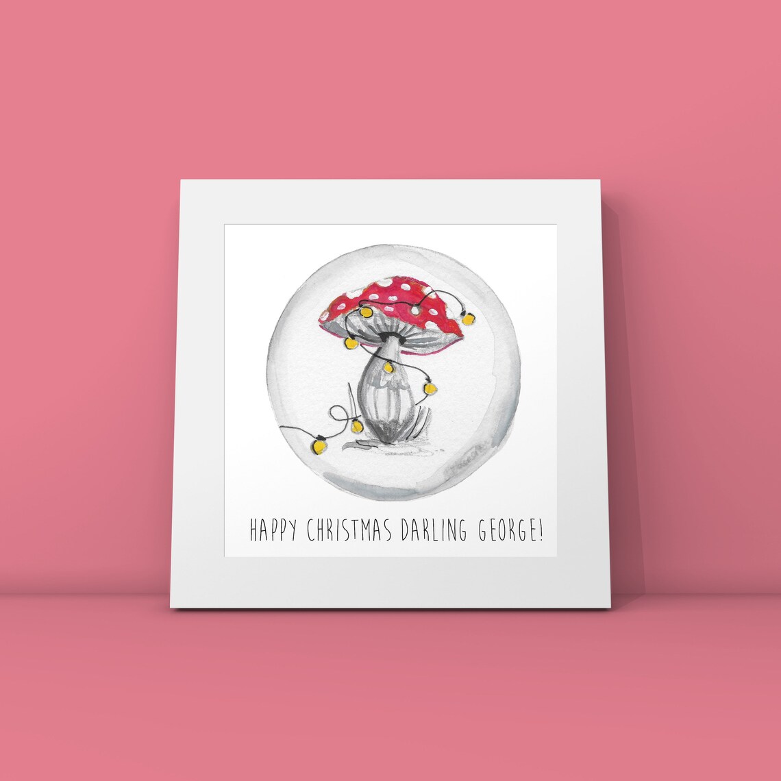 Festive Mushroom Christmas Cards Winter Greeting Card Modern | Etsy