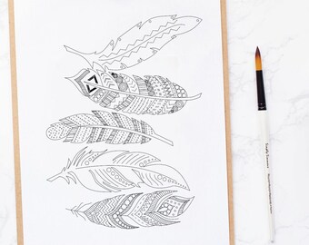 boho feather SVG-line vector art
